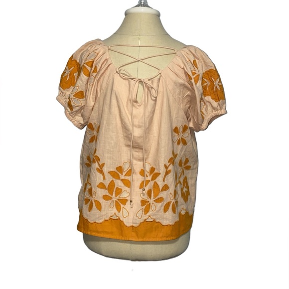 Madewell Embroidered Lace-Up Back Top Large - Picture 4 of 7